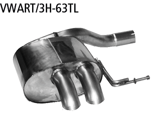 Bastuck Endschalldämpfer mit 2x Ausgang Ø 63 mm 90° LH für geschlossene Serien-Heckschürze für VW Passat B8 TSi Frontantrieb ab 2015-