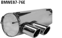 Bastuck Endschalldämpfer mit Doppel-Endrohr 2 x Ø 76 mm eingerollt 20 Grad schräg ohne M-Heckschürze BMW Typ: 118d / 120d