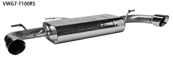Bastuck Endschalldämpfer mit Einfach-Endrohr LH + RH, 1 x Ø 100 mm 30° schräg geschnitten (im RACE Look) für Golf 7 Diesel mit Soundgenerator incl. GTD