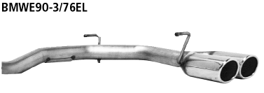Bastuck Endrohrsatz mit Doppel-Endrohr RH 2 x Ø 76 mm eingerollt 20° schräg geschnitten für BMW 325d / 330d Coupé(E92), Cabrio (E93)
