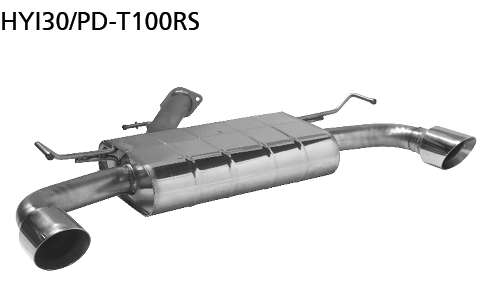 Bastuck Endschalldämpfer mit Einfach-Endrohr 1x Ø100 mm LH+RH, 30° schräg (im RACE Look) für Hyundai i30 PD 1.0/1.4 T-GDI ab Baujahr 2017-