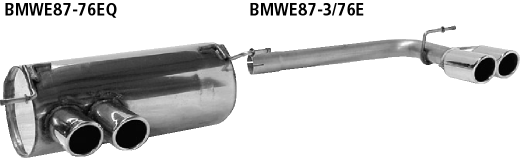 Bastuck Endrohrsatz mit Doppel-Endrohr RH 2 x Ø 76 mm eingerollt 20 Grad schräg ohne M-Heckschürze BMW Typ: 116i / 118i / 120i ab Bj. 02/2007
