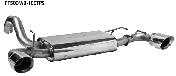 Bastuck Endschalldämpfer querliegend mit Einfach Endrohr 1 x Ø 100 mm, 20 Grad schräg Ausgang LH + RH Fiat Typ: 500 Abarth