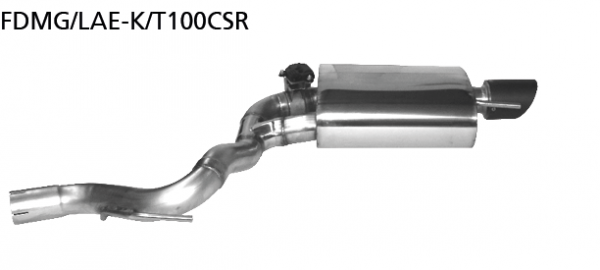 Bastuck Endschalldämpfer mit Einfach-Endrohr Carbon RACE 1 x Ø 100 mm RH, 30° schräg, mit Abgasklappe für Ford Mustang LAE 2.3l Ecoboost ab Bj. 2015-