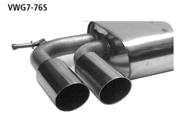 Bastuck Endschalldämpfer mit Doppel-Endrohr LH 2 x Ø 76 mm, 20° schräg geschnitten für Golf 7 Diesel ohne Soundgenerator