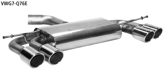 Bastuck Endschalldämpfer mit Doppel-Endrohr LH + RH, 2 x Ø 76 mm mit Lippe, 20° schräg geschnitten für VW Golf 7 Turbo (außer GTI)