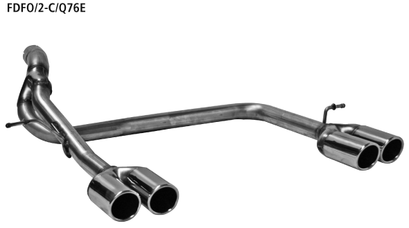Bastuck Doppel-Endrohr mit Lippe, 20° schräg geschnitten 2 x Ø 76 mm LH + RH Focus CC (ab Bj. 10/2007) Benziner + Diesel ohne Rußpartikelfilter
