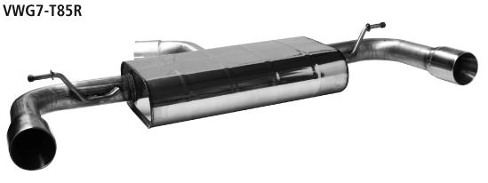 Bastuck Endschalldämpfer mit Einfach-Endrohr LH + RH, 1 x Ø 85 mm (im RACE Look) für Golf 7 Diesel mit Soundgenerator incl. GTD