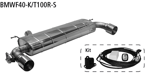 Bastuck Endschalldämpfer mit Einfach-Endrohr 1x Ø 100 mm LH+RH (im RACE Look) mit Abgasklappe für BMW 1er F40 118i ab Bj. 2019-