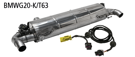 Bastuck Endschalldämpfer mit 1x Ausgang Ø 63 mm LH+RH, für original HS-Blende, mit Klappensteuerung für BMW 3er G20 M340i xDrive ab 2019-