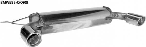 Bastuck Endschalldämpfer mit Einfach-Endrohr 1 x Ø 90 mm LH + RH, 20° schräg geschnitten für BMW 335i / 335D Cabrio(E93)