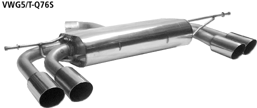 Bastuck Endschalldämpfer mit Doppel-Endrohr LH + RH 2 x Ø 76 mm, 20° schräg geschnitten Golf 6 Turbo (nicht GTI)
