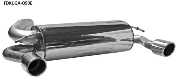 Bastuck Endschalldämpfer mit Einfach-Endrohr LH + RH, 1 x Ø 90 mm, 20° schräg, mit Lippe für Ford Kuga
