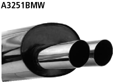 Bastuck Endschalldämpfer mit Doppel-Endrohr 2 x Ø 76 mm BMW Typ: 325i / 328i