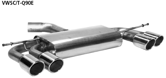 Bastuck Endschalldämpfer mit Doppel-Endrohr LH + RH 2 x Ø 90 mm mit Lippe, 20° schräg geschnitten Golf 6 GTI