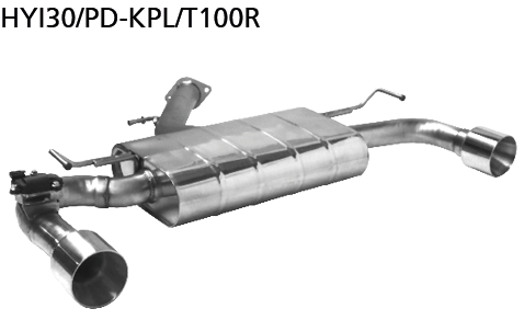 Bastuck Endschalldämpfer mit Einfach-Endrohr 1x Ø100 mm LH+RH, 30° schräg (im RACE Look) mit Abgasklappe für Hyundai i30 PD 2.0 T-GDI inkl. i30N ab Baujahr 2017-
