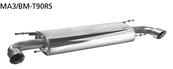 Bastuck Endschalldämpfer mit Einfach-Endrohr LH + RH, 1 x Ø 90 mm, 30° schräg geschnitten (im RACE Look) für Mazda 3 Typ BM ab Bj. 2013-