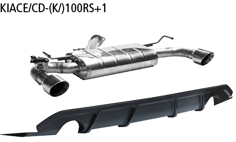 Bastuck Endschalldämpfer mit Einfach-Endrohr 1x Ø100 mm LH+RH, gerade (im RACE Look) mit Abgasklappe und Heckschürzeneinsatz für Kia Ceed CD ab Bj. 2018-