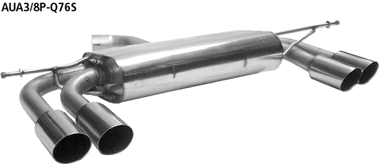 Bastuck Endschalldämpfer mit Doppel-Endrohr 2 x Ø 76 mm LH + RH, 20° schräg geschnitten Golf 6 (außer 2,0l Turbo)