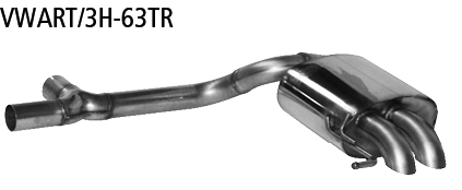 Bastuck Endschalldämpfer mit 2x Ausgang Ø 63 mm 90° RH für geschlossene Serien-Heckschürze für VW Passat B8 TSi Frontantrieb ab 2015-