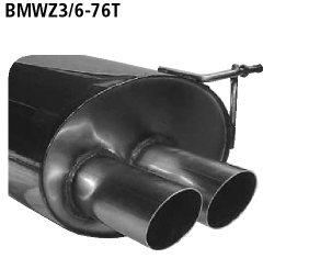 Bastuck Endschalldämpfer mit Doppel-Endrohr 2 x Ø 76 mm BMW Typ: Z3 Roadster / Coupé 2,2l + 3,0l