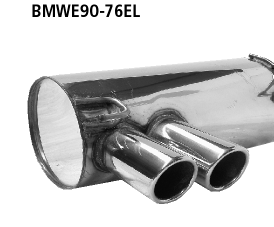 Bastuck Endschalldämpfer mit Doppel-Endrohr 2 x Ø 76 mm eingerollt 20° schräg geschnitten für BMW 325d / 330d Coupé(E92), Cabrio (E93)