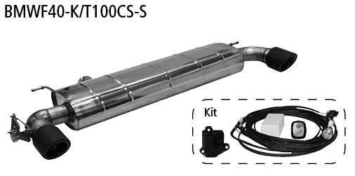 Bastuck Endschalldämpfer mit Einfach-Endrohr Carbon 1x Ø100mm LH+RH (im RACE Look), 30° schräg geschnitten, mit Abgasklappe für BMW 1er F40 118i ab Bj. 2019-
