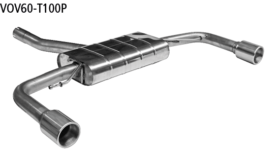 Bastuck Endschalldämpfer mit Einfach-Endrohr 1x Ø 100 mm LH+RH, mit Einsatz, mit Lippe, für Volvo V60 T6 (AWD) ab Bj. 2018-