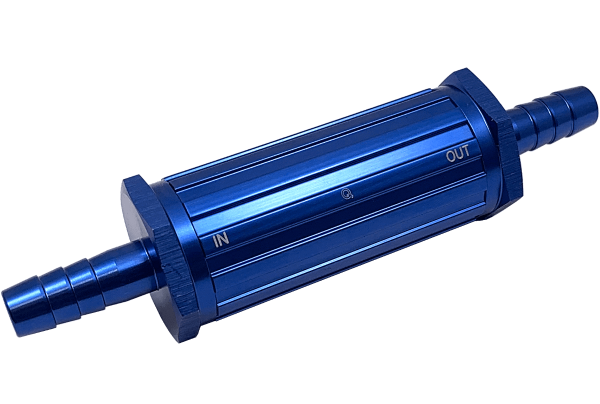 Aluminium Kraftstoff Filter blau - 12mm Schlauch