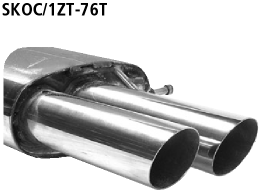 Bastuck Endschalldämpfer mit Doppel-Endrohr 2 x Ø 76 mm, 20 Grad schräg geschnitten für Skoda Octavia II 1Z Turbo inkl. RS