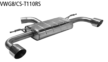 Bastuck Endschalldämpfer mit Einfach-Endrohr LH +RH 1 x Ø 110 mm, 25° schräg geschnitten (im RACE Look) für VW Golf 8 GTi Clubsport ab Bj. 2020-