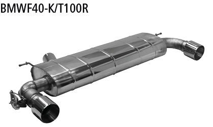 Bastuck Endschalldämpfer mit Einfach-Endrohr 1x Ø 100 mm LH+RH (im RACE Look), für Serienabgasklappe für BMW 1er F40 M135i xDrive ab 2019-