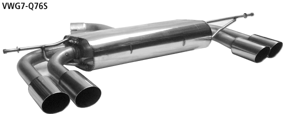 Bastuck Endschalldämpfer mit Doppel-Endrohr LH + RH, 2 x Ø 76 mm, 20° schräg geschnitten für Golf 7 Diesel mit Soundgenerator incl. GTD