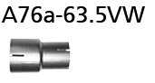Bastuck Adapter 76.5 mm innen auf 63,5 mm innen für Ford Mustang LAE 2.3l Ecoboost ab Bj. 2015-