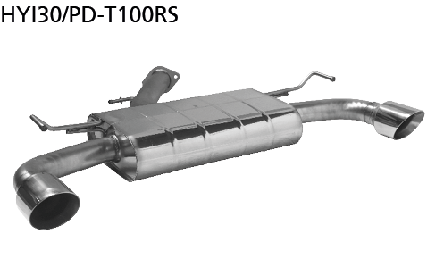 Bastuck Endschalldämpfer mit Einfach-Endrohr 1x Ø100 mm LH+RH, 30° schräg (im RACE Look) für Hyundai i30 PD 2.0 T-GDI inkl. i30N ab Baujahr 2017-