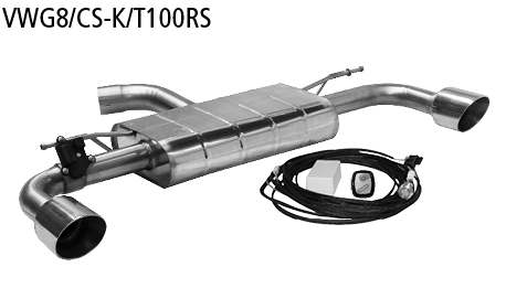 Bastuck Endschalldämpfer mit Einfach-Endrohr LH+RH 1 x Ø 110 mm, 25° schräg geschnitten (im RACE Look) mit Abgasklappe für VW Golf 8 GTi Clubsport ab Bj. 2020-