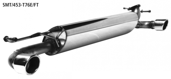 Bastuck Endschalldämpfer mit Einfach-Endrohr 1 x Ø 76 mm, LH+RH, 20° schräg geschnitten, mit Lippe für Smart Fortwo / Forfour 453 ab Bj. 2014-