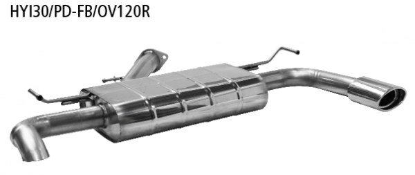 Bastuck Endschalldämpfer mit Einfach-Endrohr 1x Oval 120x80 mm, mit Einsatz, für Hyundai i30 PD 1.5l T-GDI Facelift Fastback ab Bj. 2020-