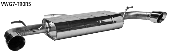 Bastuck Endschalldämpfer mit Einfach-Endrohr LH + RH, 1 x Ø 90 mm, 30° schräg geschnitten (im RACE Look) für Golf 7 1.4l TSI 103 KW CPTA/Otto