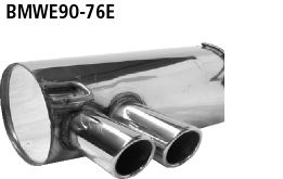 Bastuck Endschalldämpfer mit Doppel-Endrohr 2 x Ø 76 mm eingerollt 20° schräg geschnitten für BMW 325d / 330d Limousine(E90), Touring(E91)