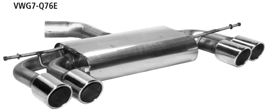 Bastuck Endschalldämpfer mit Doppel-Endrohr LH + RH, 2 x Ø 76 mm mit Lippe, 20° schräg geschnitten für VW Golf 7 1.2 TSI 63 KW/ 77 KW (Fahrzeuge mit Verbundlenkerachse)